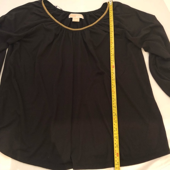 Michael Kors Black pleated long sleeve with metallic gold trim - Picture 6 of 7